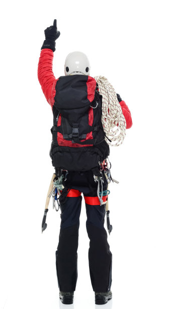 冰上攀登者的后视图指向上图片下载