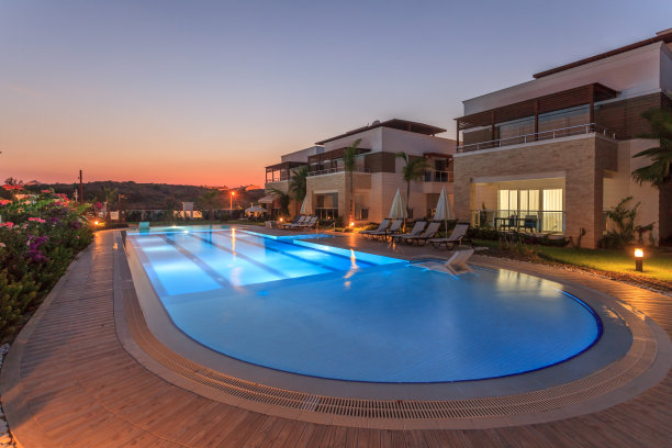 豪华建筑酒店游泳池素材图片