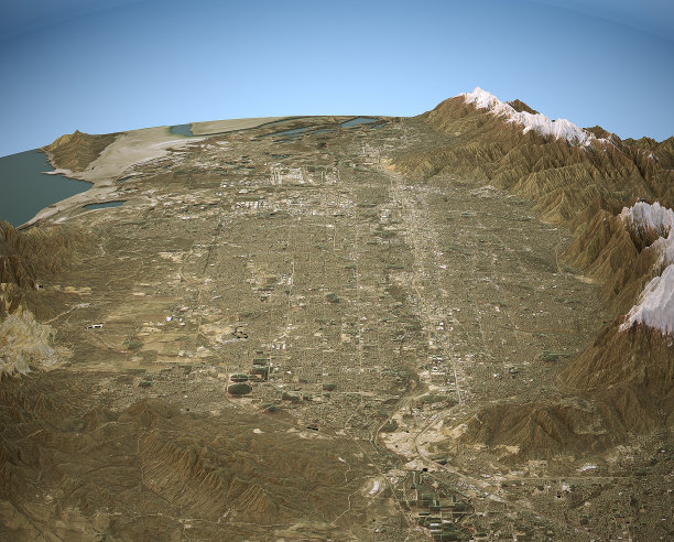 盐湖城3D鸟瞰图自然色彩图片下载