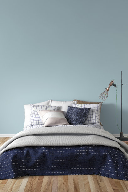 带有装饰和复制空间的卧室图片下载