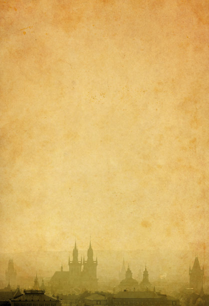 旧纸上的布拉格天际线图片下载