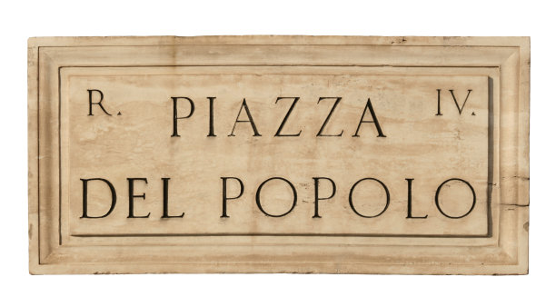 意大利罗马，人民广场的大理石标志图片下载