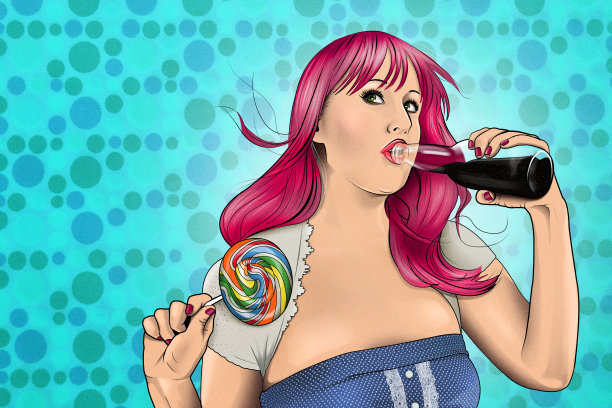 流行艺术女孩与棒棒糖图片下载