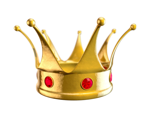 金制皇冠，白色上镶嵌着红宝石图片下载