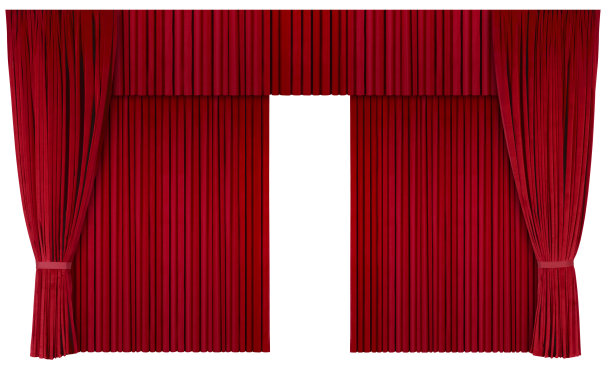 关闭的剧院窗帘(与白色背景上的剪切路径隔离)图片下载