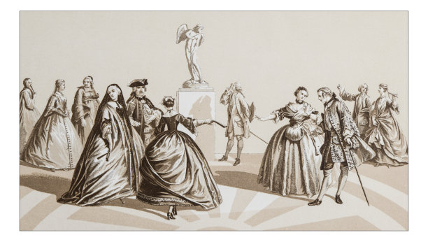 18世纪服装的古董插图图片下载