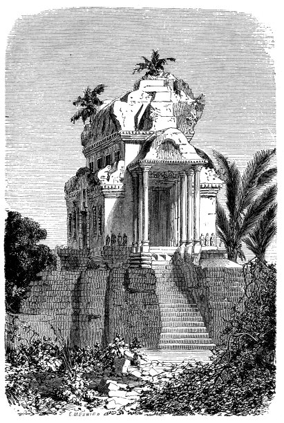 吴哥窟中央亭的古董插图图片下载