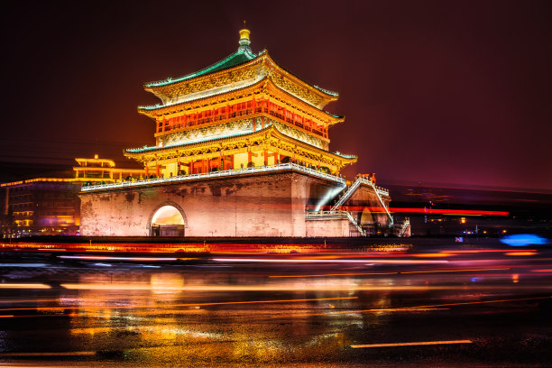 中国古代城市西安的钟楼图片下载