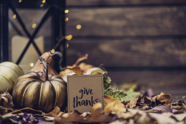 感恩节豪华静物摆件，附带消息：感恩素材图片