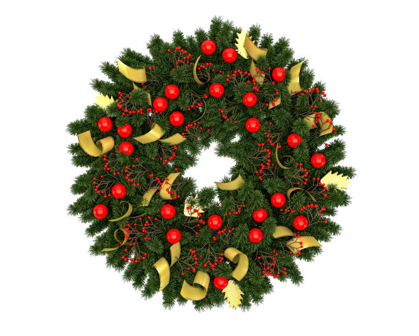 圣诞花环孤立在白色的背景图片下载