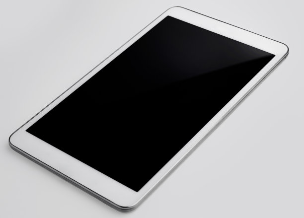 白色超薄触摸屏平板与空白屏幕图片下载