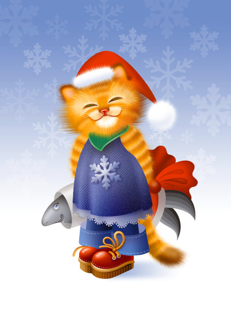 圣诞节的小猫图片下载