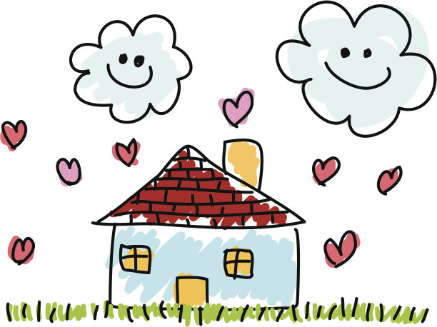 村舍和夏天，春天自然涂鸦卡通图片下载