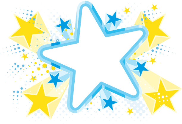 蓝色的星星和更小的黄色和蓝色的星星图片下载