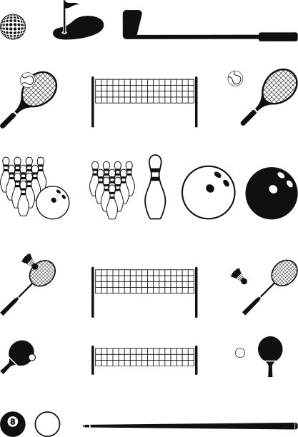 运动黑白版税免费矢量图标集图片下载