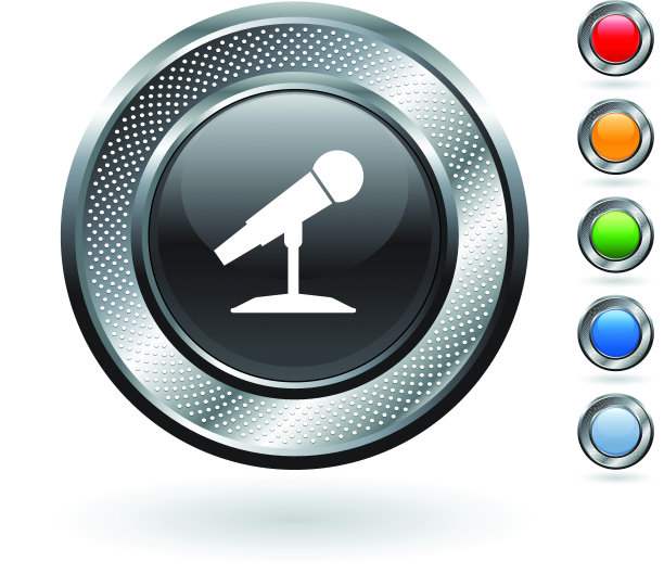 麦克风版权免费矢量艺术金属按钮图片下载