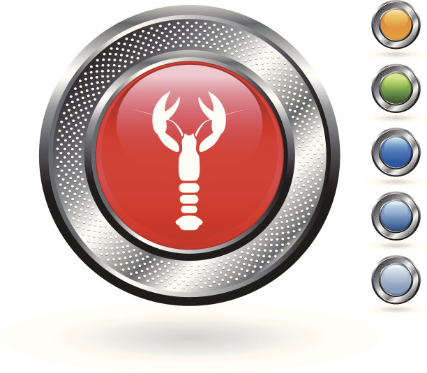 龙虾版税免费矢量艺术上的金属按钮图片下载