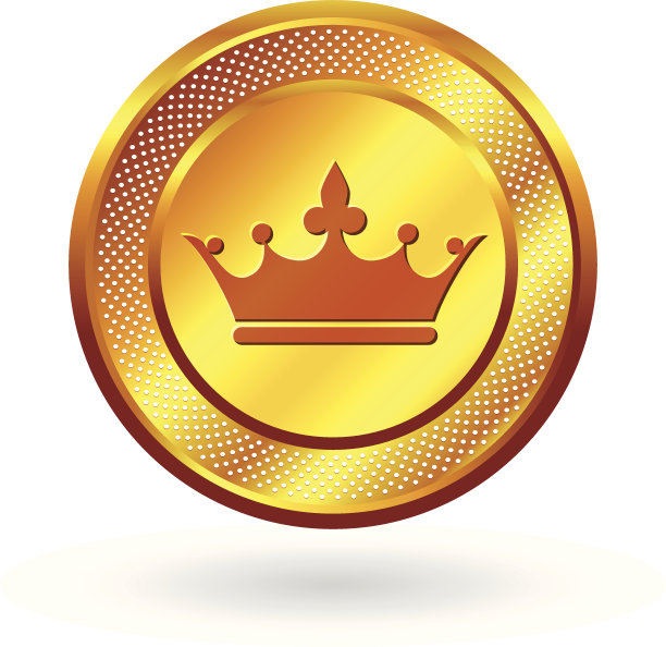 皇冠上的金属金色按钮图片下载