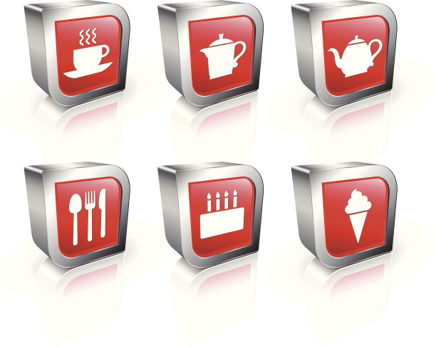 茶叶版税免费矢量方块3D按钮图片下载