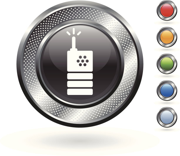 警察电台版税免费矢量艺术金属按钮图片下载