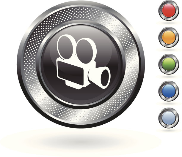 电影相机版权免费矢量艺术上的金属按钮图片下载