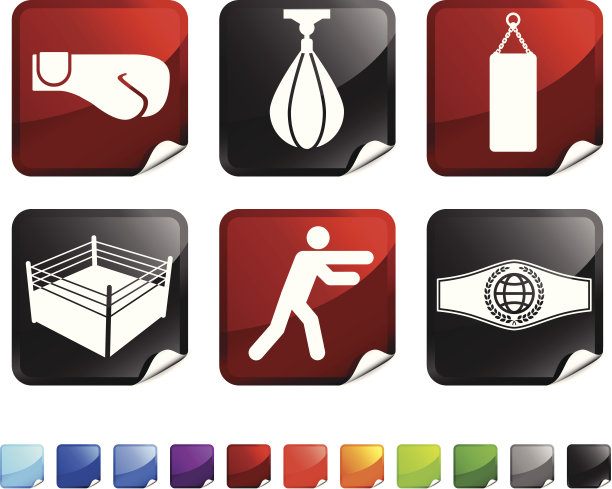 运动和拳击矢量图标设置版税免费矢量图片下载