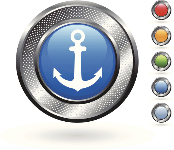 海军锚版权免费矢量艺术上的金属按钮图片下载
