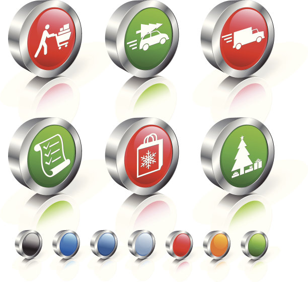 假日圣诞购物3D版权免费矢量图标集图片下载