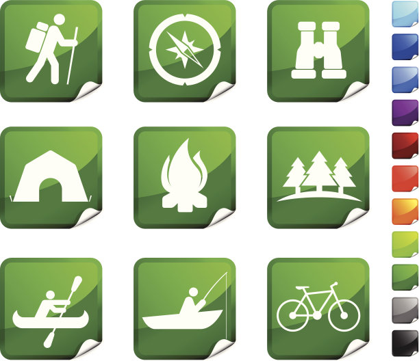 夏季露营9版税免费矢量图标集图片下载