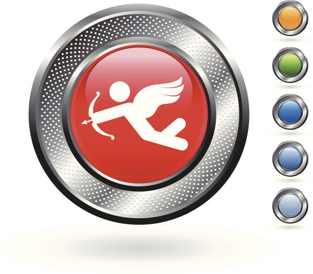 风格化丘比特皇室免费矢量艺术上的金属按钮图片下载