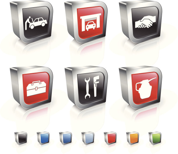 自动修理3D版权免费矢量图标集图片下载