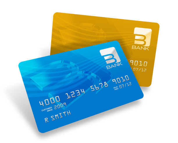 银行信用卡蓝色和金色图片下载
