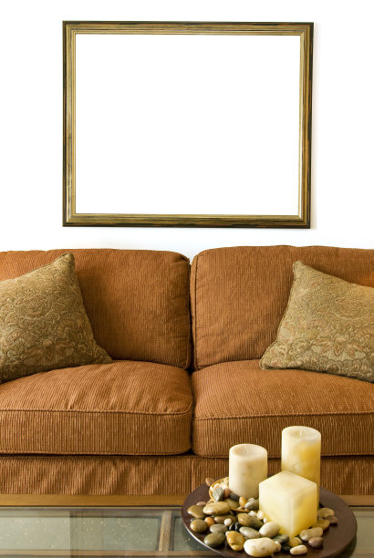 沙发上的空相框图片下载