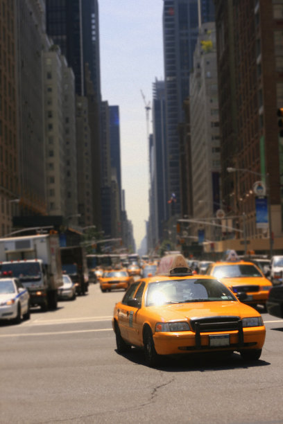 纽约市出租车-运动模糊图片下载