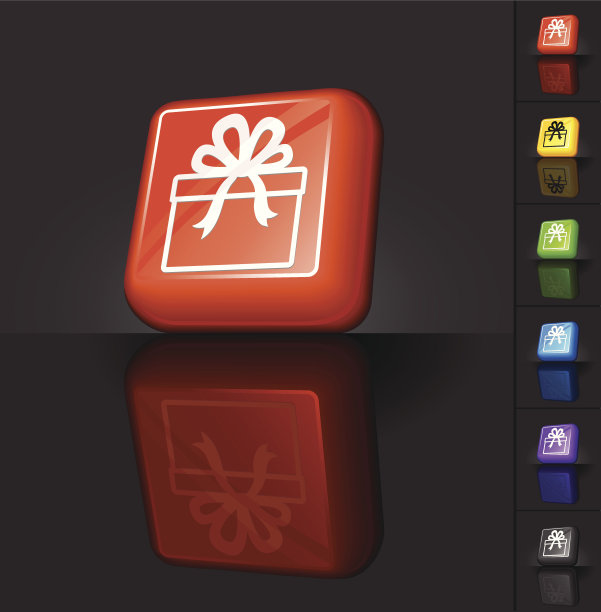 圣诞礼盒版权免费矢量3D按钮图片下载