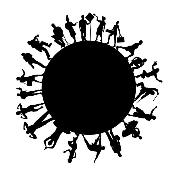 地球和人类的剪影图片下载