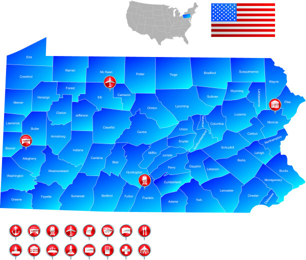 宾夕法尼亚州的地图图片下载