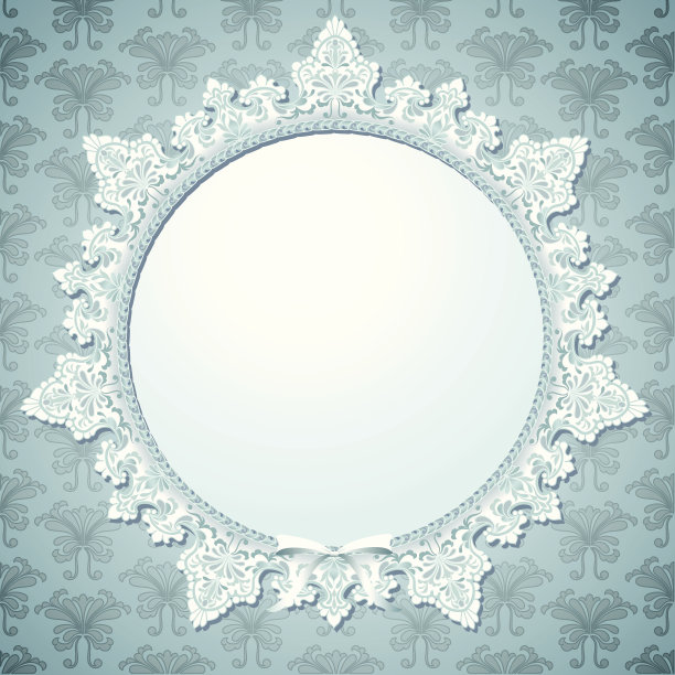 Aqua蕾丝圆形框架图片下载