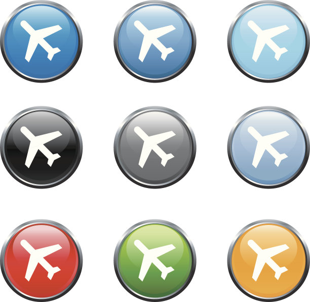 飞机版税免费矢量艺术九种颜色图片下载