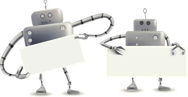 手持空白标牌的机器人图片下载