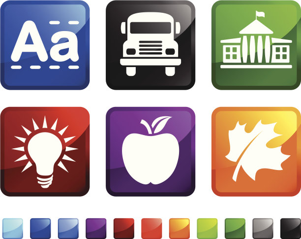 第一天的学校版税免费矢量图标设置贴纸图片下载