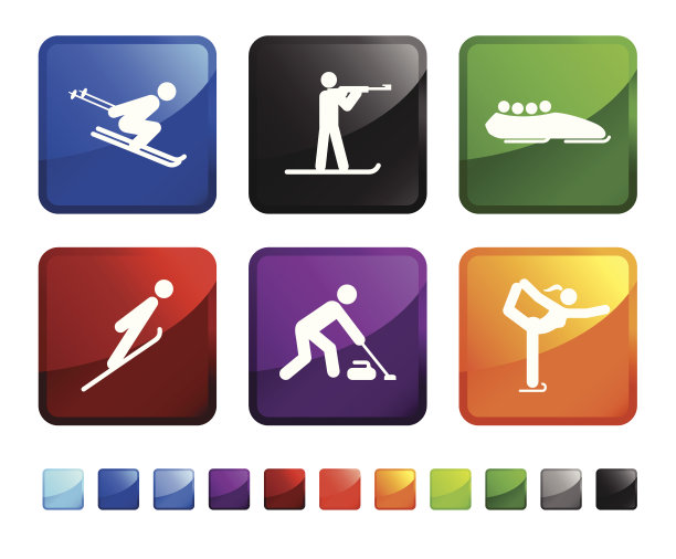 冬季运动比赛版权免费矢量图标集图片下载