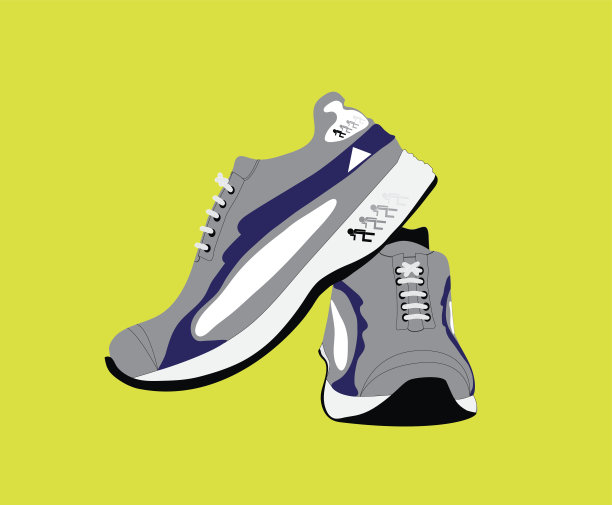 黄色背景的卡通运动鞋图片下载