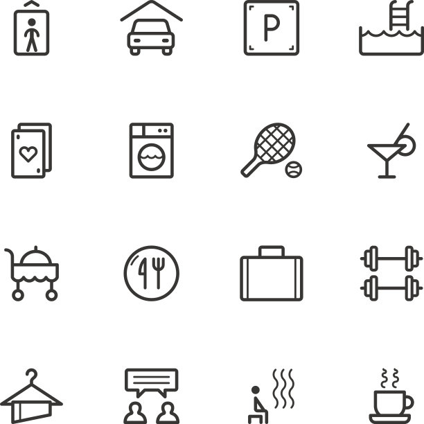 白色背景上的休闲娱乐图标集图片下载