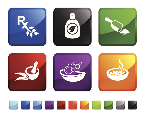草药版税免费矢量图标设置贴纸图片下载