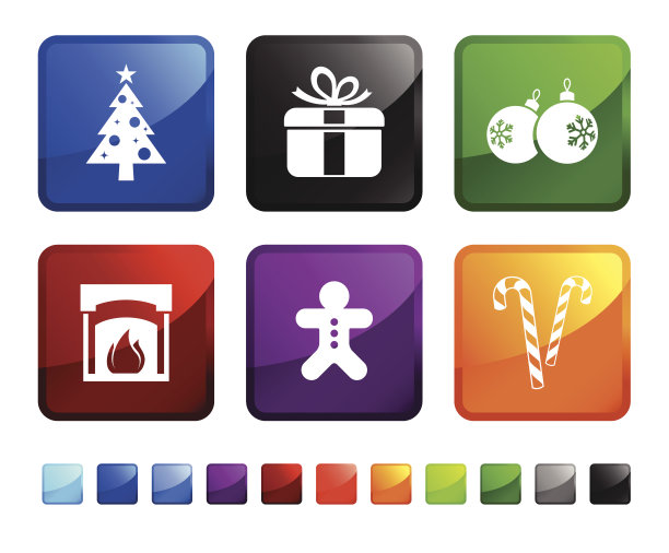 圣诞季版税免费矢量图标集贴纸。图片下载