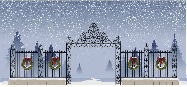 铁门圣诞场景图片下载