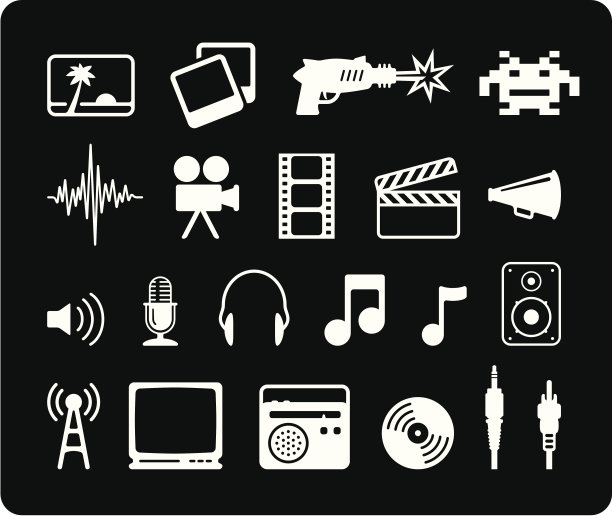 多媒体图标-白色图片下载