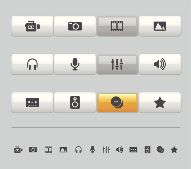 光泽按钮系列图标-多媒体图片下载