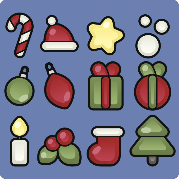 可爱的圣诞图标圣诞装饰品装饰图片下载